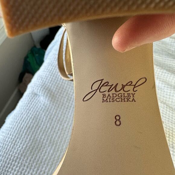 Badgley Mischka Crystal-Embellished Block Heel Sandals in Champaign - Picture 12 of 12